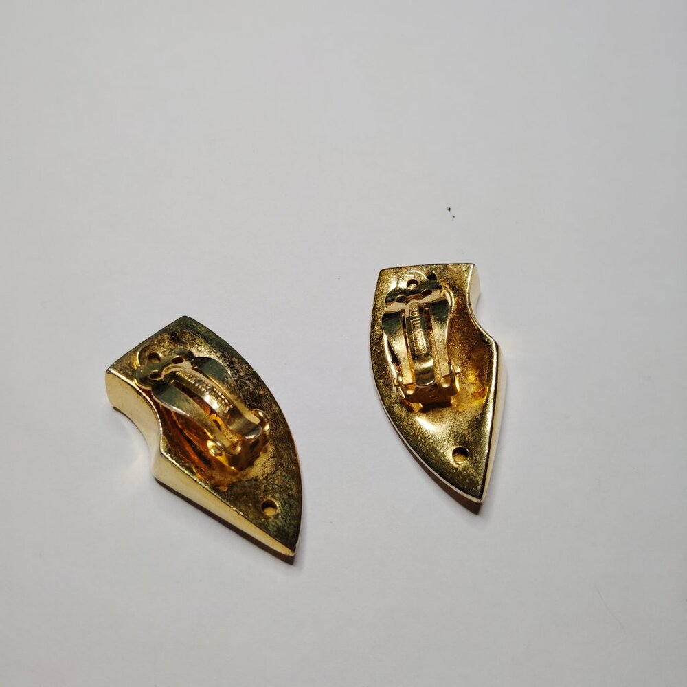Robert Lee Morris Vintage Gold Plated Sculptural Clip On Earrings Signed - Picture 3 of 15